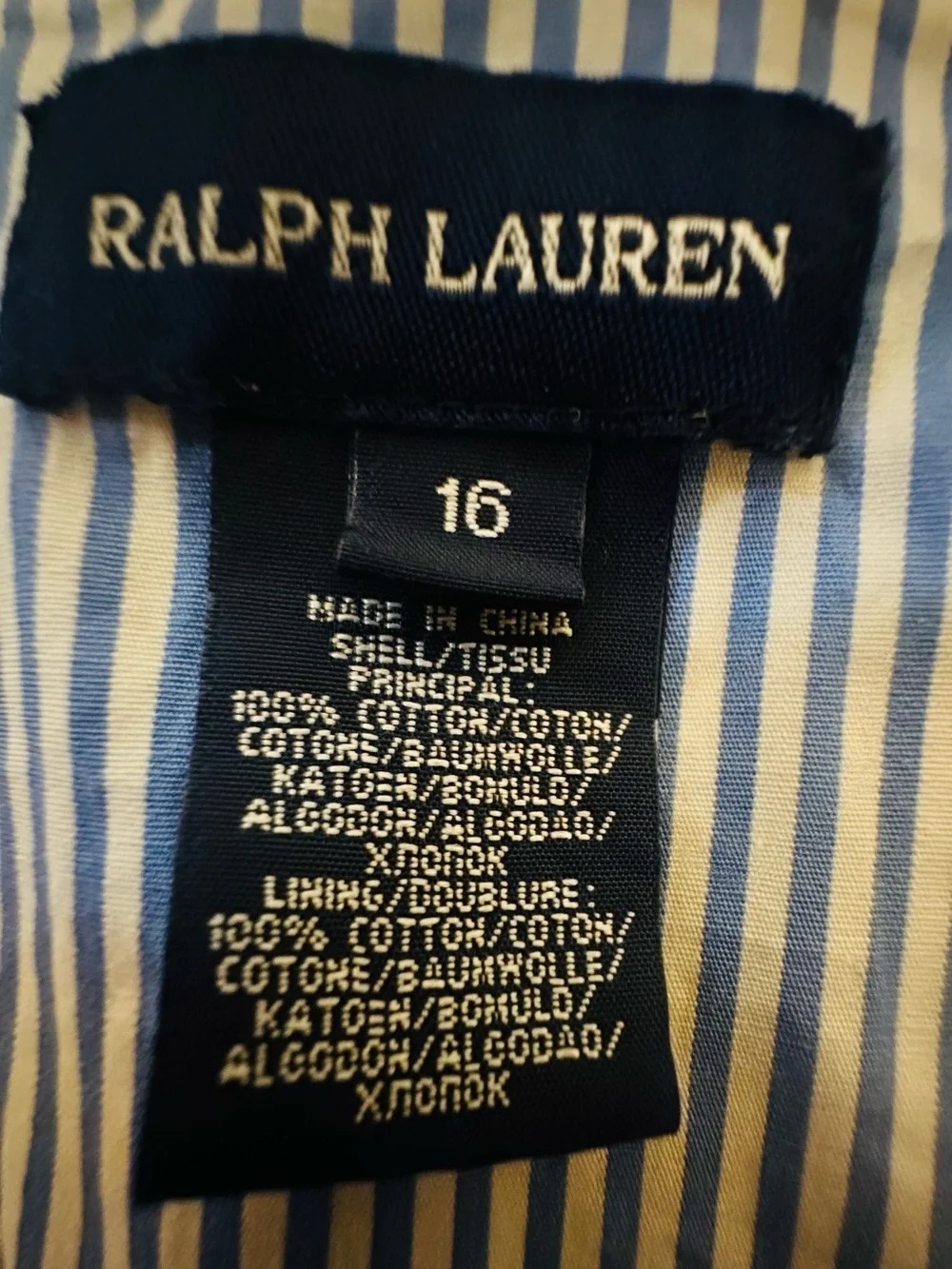 Ralph Lauren Girls Blue and White Striped Shirt Dress